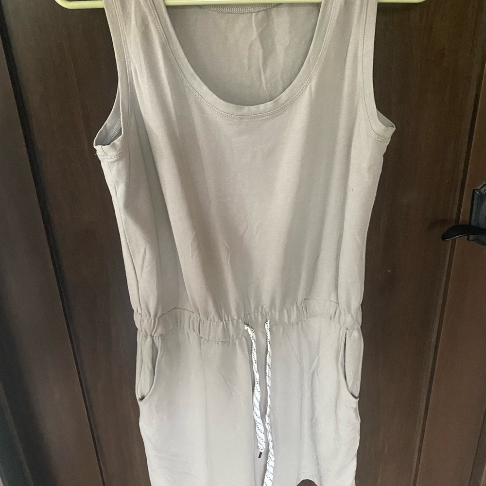 Beige Sleeveless Jumpsuit with Drawstring Waist